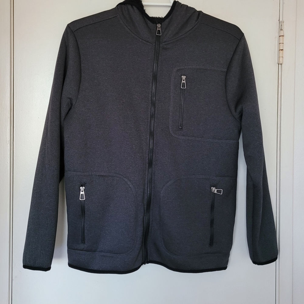 U.S. Life Men's Charcoal Gray Sherpa-Fleece Lined Full-Zip Hoodie